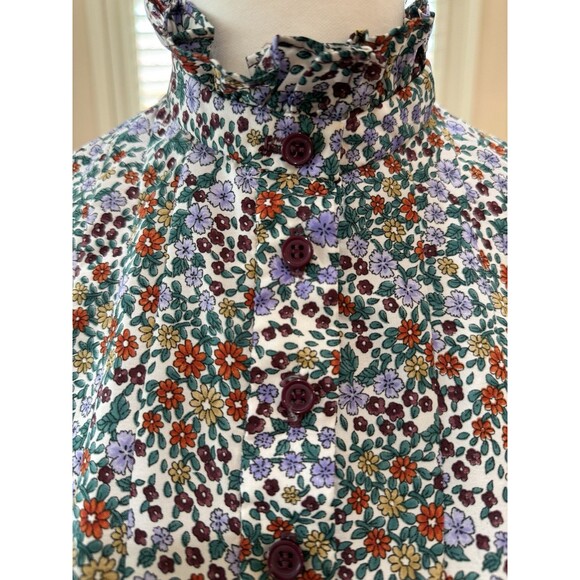 Vintage Jonathan Logan Prairie Dress Floral Ruffle Neck ILGWU Union Made USA L - Picture 5 of 14